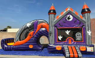 Halloween Moon Bounce Jumping Party Bounce Houses With Slide Combo Inflatable Jumping Castle Business