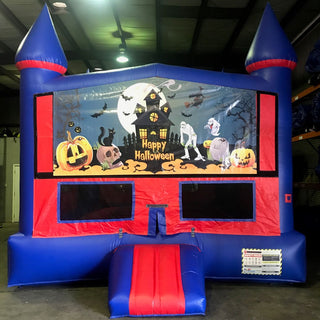 Happy Halloween Bouncy Castle With Basketball Goal Inflatable Bouncer Party Jump House For Sale