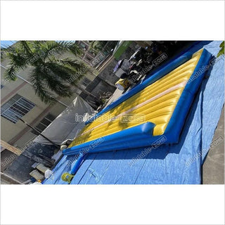 Blue And Yellow Tumbling Mat For Cheerleading Flipping Skills, Air Track Inflatable Gymnastics Mat