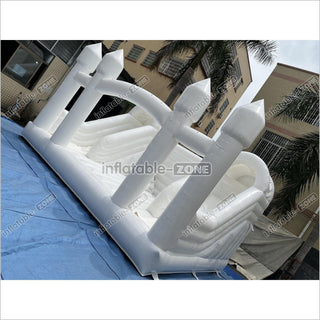 Inflatable White Bounce House White Double Slide Wedding Bouncy Castle