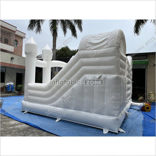 Inflatable White Bounce House White Double Slide Wedding Bouncy Castle