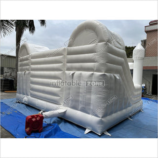 Inflatable White Bounce House White Double Slide Wedding Bouncy Castle