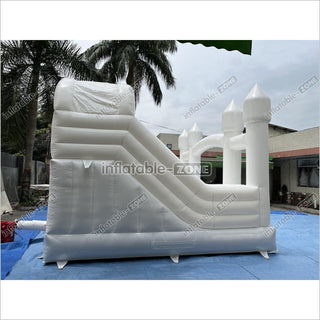 Inflatable White Bounce House White Double Slide Wedding Bouncy Castle