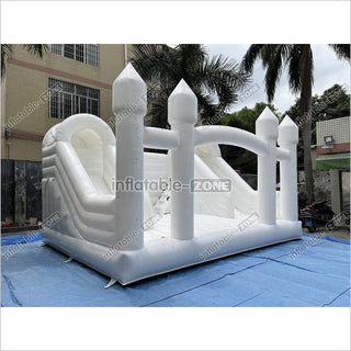 Inflatable White Bounce House White Double Slide Wedding Bouncy Castle