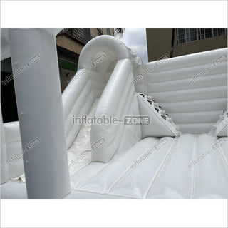 Inflatable White Bounce House White Double Slide Wedding Bouncy Castle