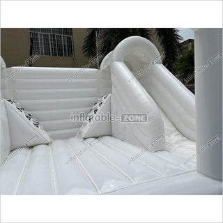 Inflatable White Bounce House White Double Slide Wedding Bouncy Castle