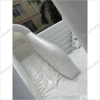 Inflatable White Bounce House White Double Slide Wedding Bouncy Castle