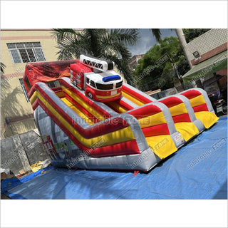 Inflatable Fire Truck Slide Jumper House Car Inflatable Dry Slide