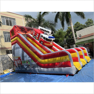 Inflatable Fire Truck Slide Jumper House Car Inflatable Dry Slide