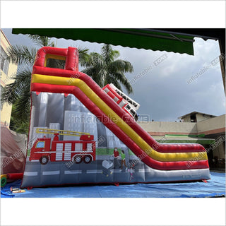 Inflatable Fire Truck Slide Jumper House Car Inflatable Dry Slide