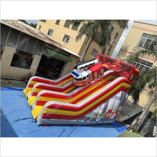 Inflatable Fire Truck Slide Jumper House Car Inflatable Dry Slide