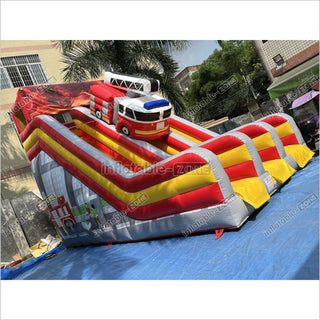 Inflatable Fire Truck Slide Jumper House Car Inflatable Dry Slide