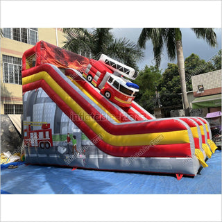 Inflatable Fire Truck Slide Jumper House Car Inflatable Dry Slide