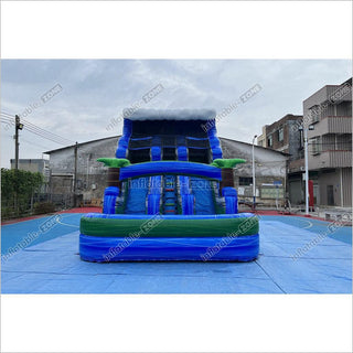 Tropical Water Slide Bounce House Wet Dry Blow Up Bouncy Castle Party Inflatable With Pool