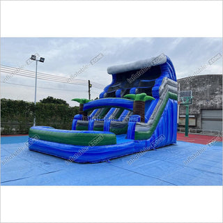 Tropical Water Slide Bounce House Wet Dry Blow Up Bouncy Castle Party Inflatable With Pool