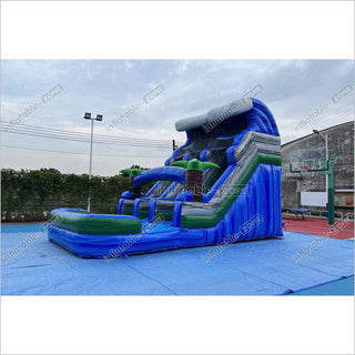 Tropical Water Slide Bounce House Wet Dry Blow Up Bouncy Castle Party Inflatable With Pool