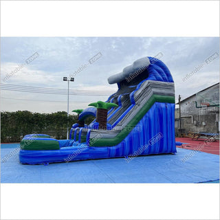 Tropical Water Slide Bounce House Wet Dry Blow Up Bouncy Castle Party Inflatable With Pool