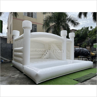 Inflatable White Bounce Castle With Slide Inflatable Water Balloon Pool Jumping House