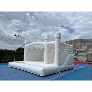 Inflatable White Bounce Castle With Slide Inflatable Water Balloon Pool Jumping House