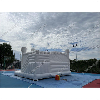 Inflatable White Bounce Castle With Slide Inflatable Water Balloon Pool Jumping House