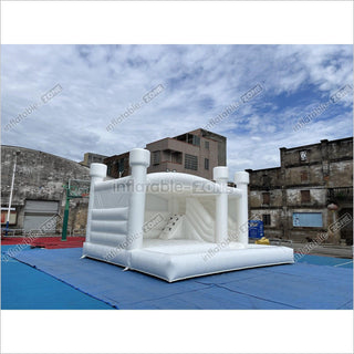 Inflatable White Bounce Castle With Slide Inflatable Water Balloon Pool Jumping House