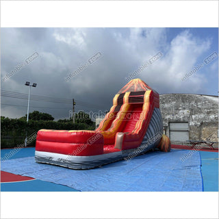 Inflatable Volcano Water Slide Blow Up Magma Color Water Slide Factory