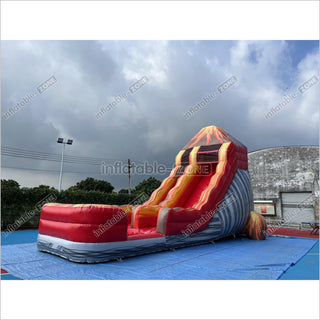 Inflatable Volcano Water Slide Blow Up Magma Color Water Slide Factory