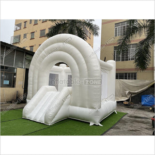 Inflatable Wedding Bounce Castle With Slide Rainbow White Jumping Bouncy House