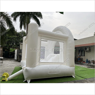 Inflatable Wedding Bounce Castle With Slide Rainbow White Jumping Bouncy House