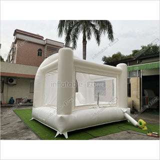 Inflatable Wedding Bounce Castle With Slide Rainbow White Jumping Bouncy House