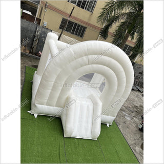 Inflatable Wedding Bounce Castle With Slide Rainbow White Jumping Bouncy House