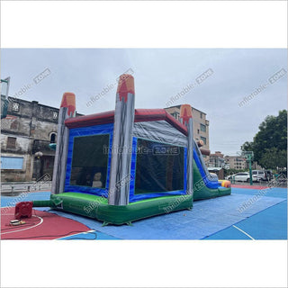 Dinosaur Water Inflatable Commercial Bounce House Wet Dry Combo Bouncy Castle With Slide And Pool