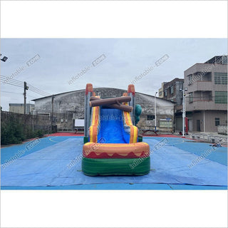 Dinosaur Water Inflatable Commercial Bounce House Wet Dry Combo Bouncy Castle With Slide And Pool