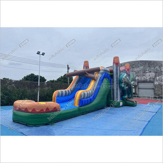 Dinosaur Water Inflatable Commercial Bounce House Wet Dry Combo Bouncy Castle With Slide And Pool