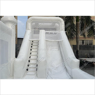 White Bouncy Castle With Slide Combo Jumping Party Wedding Bounce House Near Me