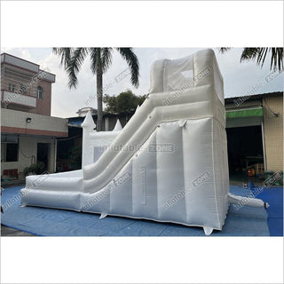 White Bouncy Castle With Slide Combo Jumping Party Wedding Bounce House Near Me