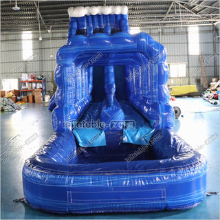 Giant Inflatable Blue Crush Water Slide Pool Commercial Climbing Bouncer Double Lane Slip And Slide