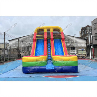 Giant Inflatable Double Lane Dry Slide Blow Up Bouncy Jumping Castle Slide For Children Playground