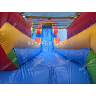 Giant Inflatable Double Lane Dry Slide Blow Up Bouncy Jumping Castle Slide For Children Playground