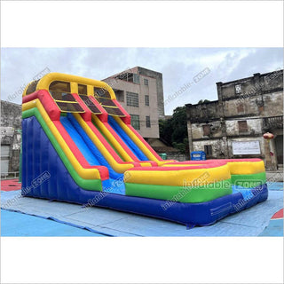 Giant Inflatable Double Lane Dry Slide Blow Up Bouncy Jumping Castle Slide For Children Playground