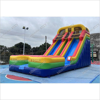 Giant Inflatable Double Lane Dry Slide Blow Up Bouncy Jumping Castle Slide For Children Playground