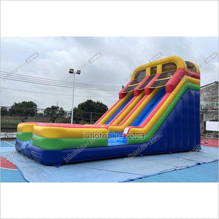 Giant Inflatable Double Lane Dry Slide Blow Up Bouncy Jumping Castle Slide For Children Playground