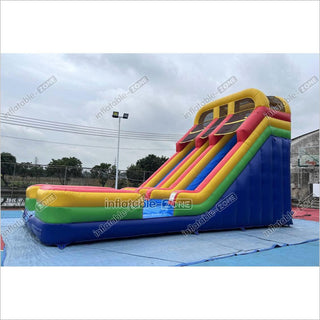 Giant Inflatable Double Lane Dry Slide Blow Up Bouncy Jumping Castle Slide For Children Playground