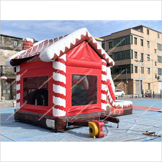 Inflatable Gingerbread House Christmas Combo Bounce Castle With Water Slide Inflatable Park Near Me - Inflatable-Zone