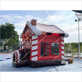 Inflatable Gingerbread House Christmas Combo Bounce Castle With Water Slide Inflatable Park Near Me - Inflatable-Zone