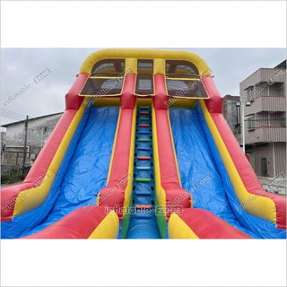 Colorful Giant Inflatable Slide Double Lanes Inflatable Kids Slides Bouncy And Fun Party For Playground