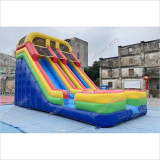 Colorful Giant Inflatable Slide Double Lanes Inflatable Kids Slides Bouncy And Fun Party For Playground