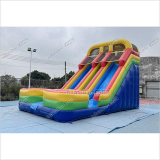 Colorful Giant Inflatable Slide Double Lanes Inflatable Kids Slides Bouncy And Fun Party For Playground