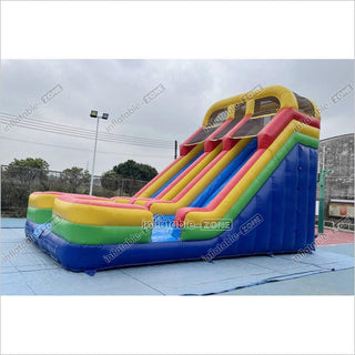 Colorful Giant Inflatable Slide Double Lanes Inflatable Kids Slides Bouncy And Fun Party For Playground