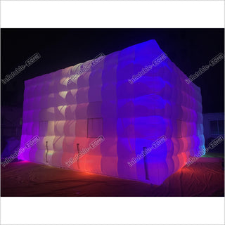 Outdoor Inflatable Nightclub White Large Inflatable Party Tent With LED Lights